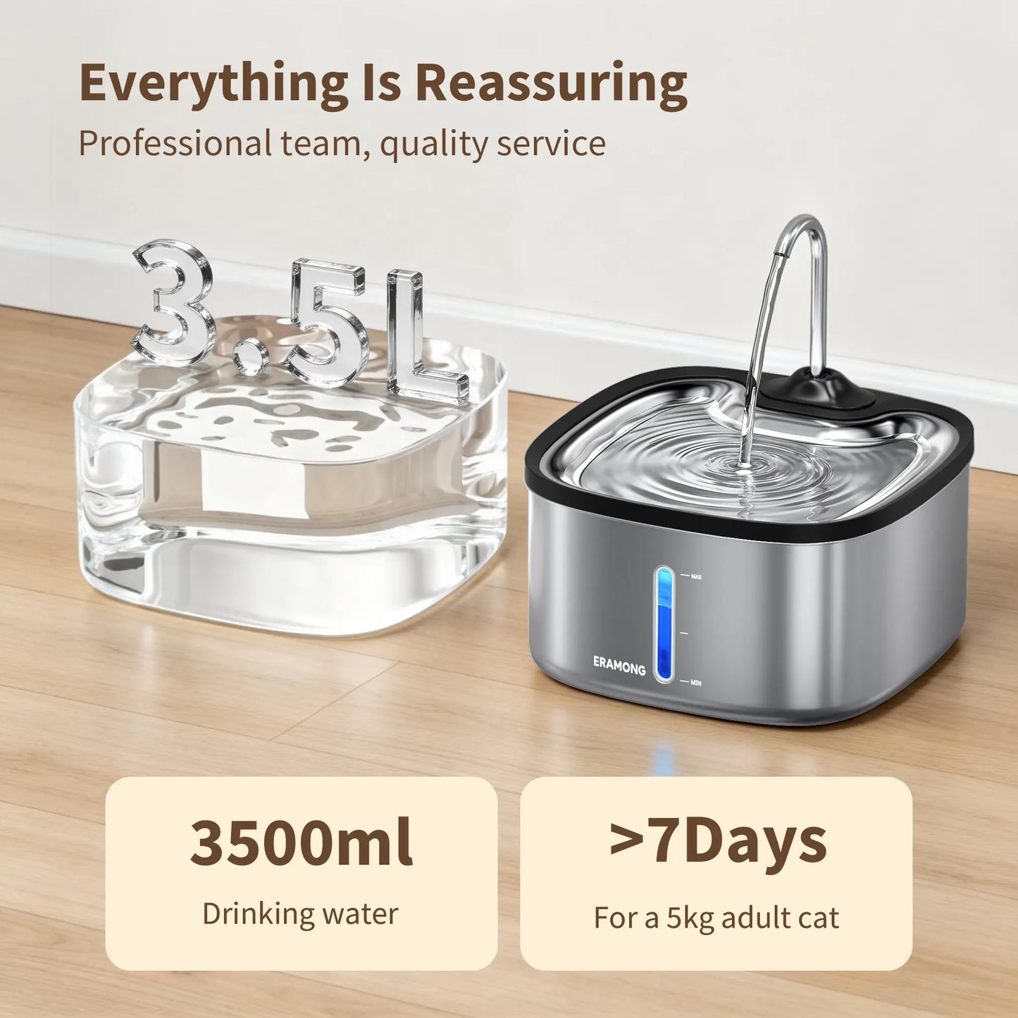 Multifunctional Indoor Pet Water Fountain with 4 Filters and Ultra Quiet Pump, 3.5L Capacity for Cats and Dogs - Model W04B
