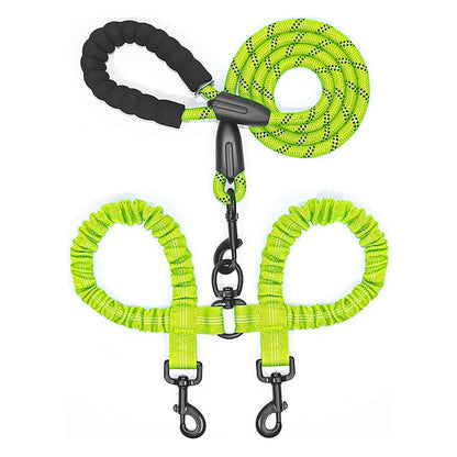 Pet Dog Leashes Walk 2 Two Dogs Nylon Leash Coupler Double Ropes Twin Leads Walking Dog with Poop Bag Multi Leashes 1.5+0.5M