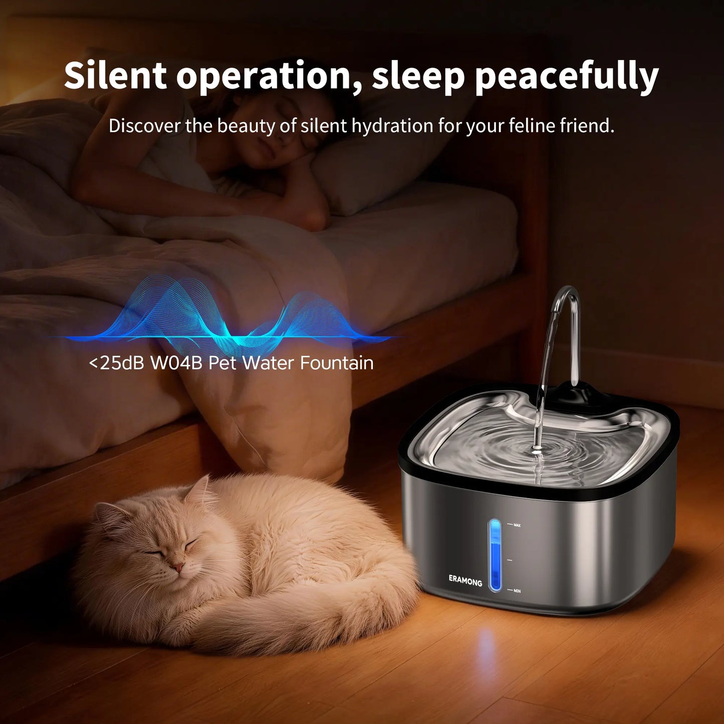 Multifunctional Indoor Pet Water Fountain with 4 Filters and Ultra Quiet Pump, 3.5L Capacity for Cats and Dogs - Model W04B