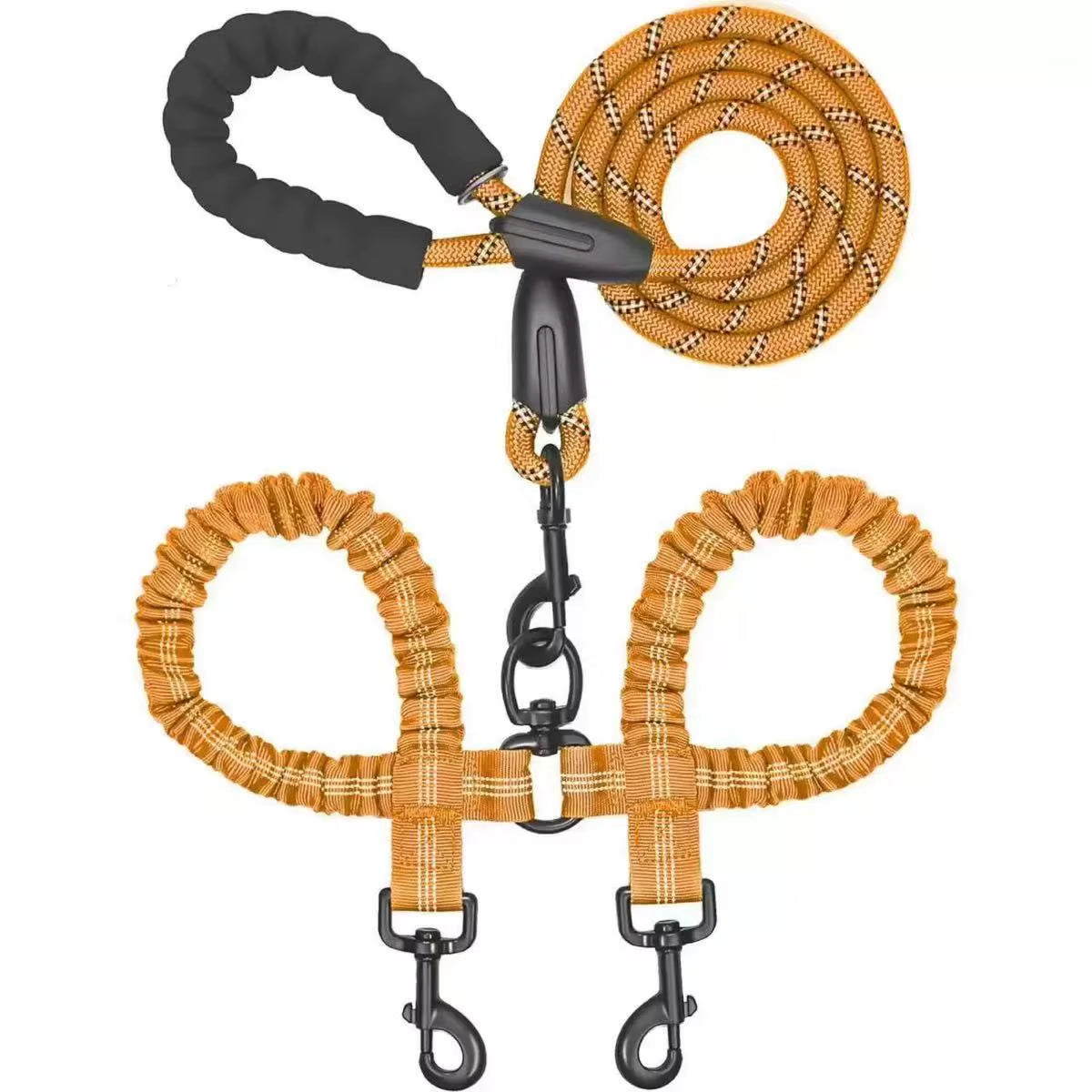 Pet Dog Leashes Walk 2 Two Dogs Nylon Leash Coupler Double Ropes Twin Leads Walking Dog with Poop Bag Multi Leashes 1.5+0.5M