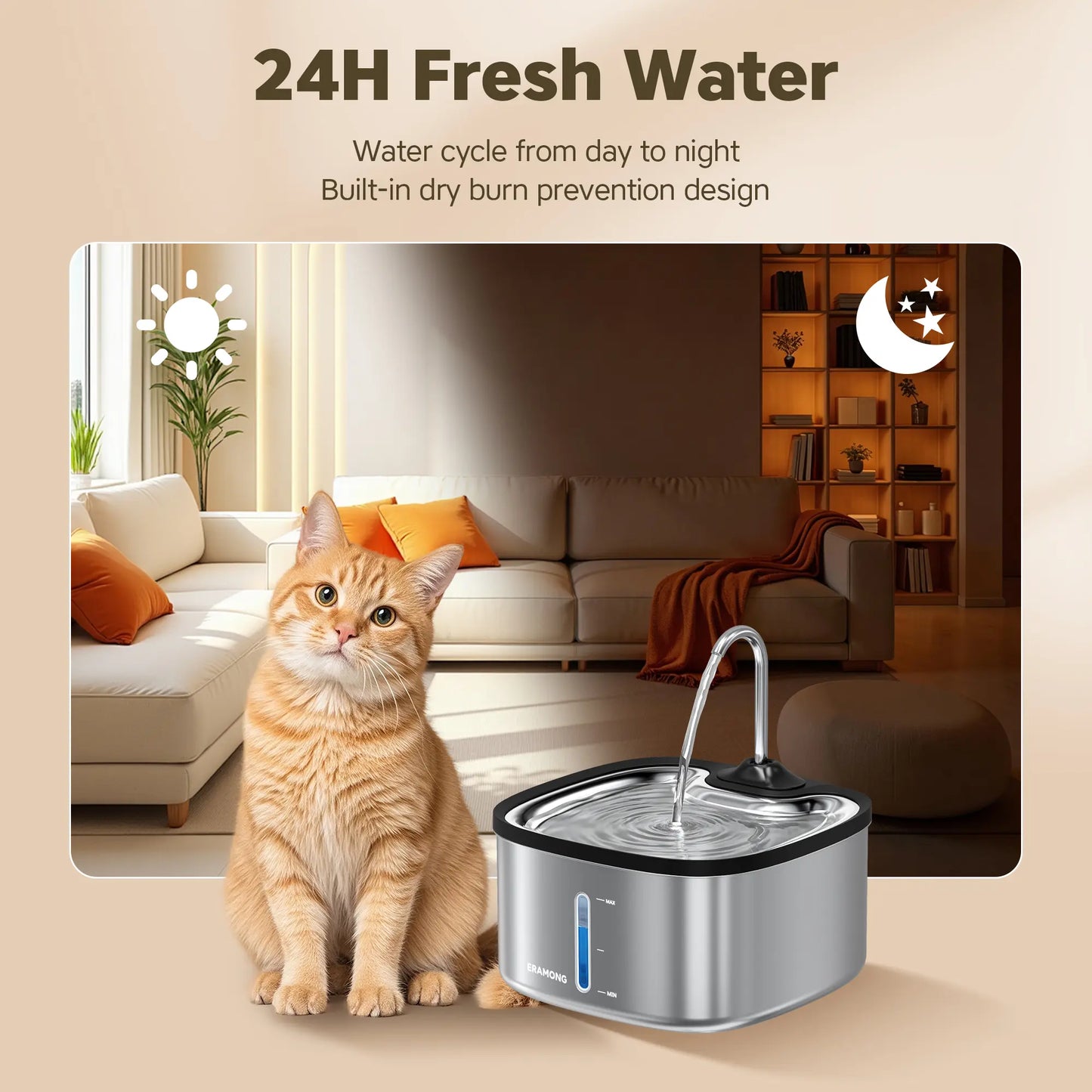 Multifunctional Indoor Pet Water Fountain with 4 Filters and Ultra Quiet Pump, 3.5L Capacity for Cats and Dogs - Model W04B