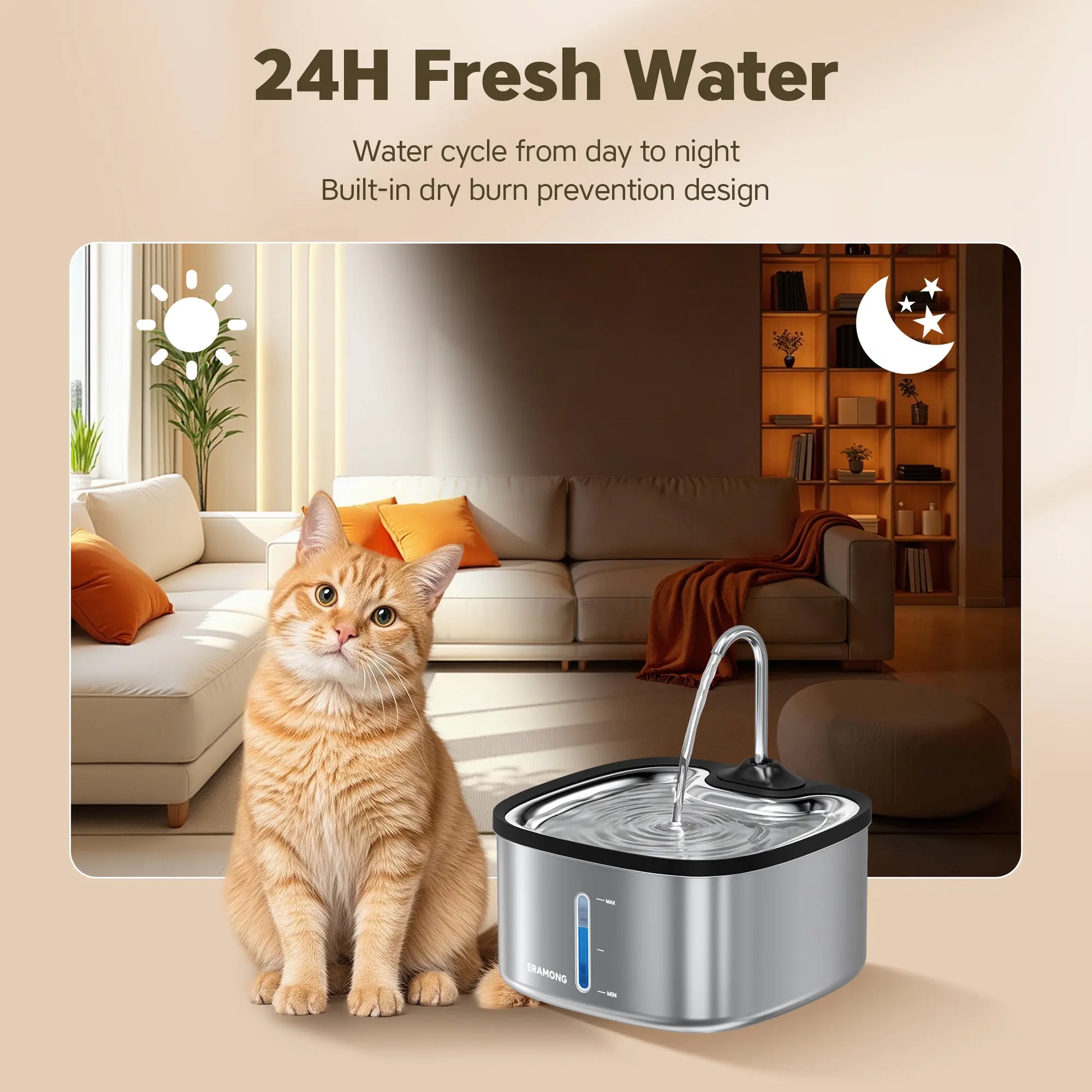 Multifunctional Indoor Pet Water Fountain with 4 Filters and Ultra Quiet Pump, 3.5L Capacity for Cats and Dogs - Model W04B